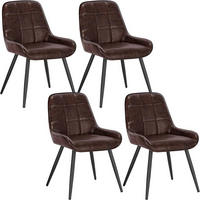 ESSZIMMERSTUHL 4er-Set, Polsterstuhl, Kunstleder, Dunkelbraun - Dunkelbraun/Schwarz, Textil/Metall (52.5/81.5/62cm) - Woltu