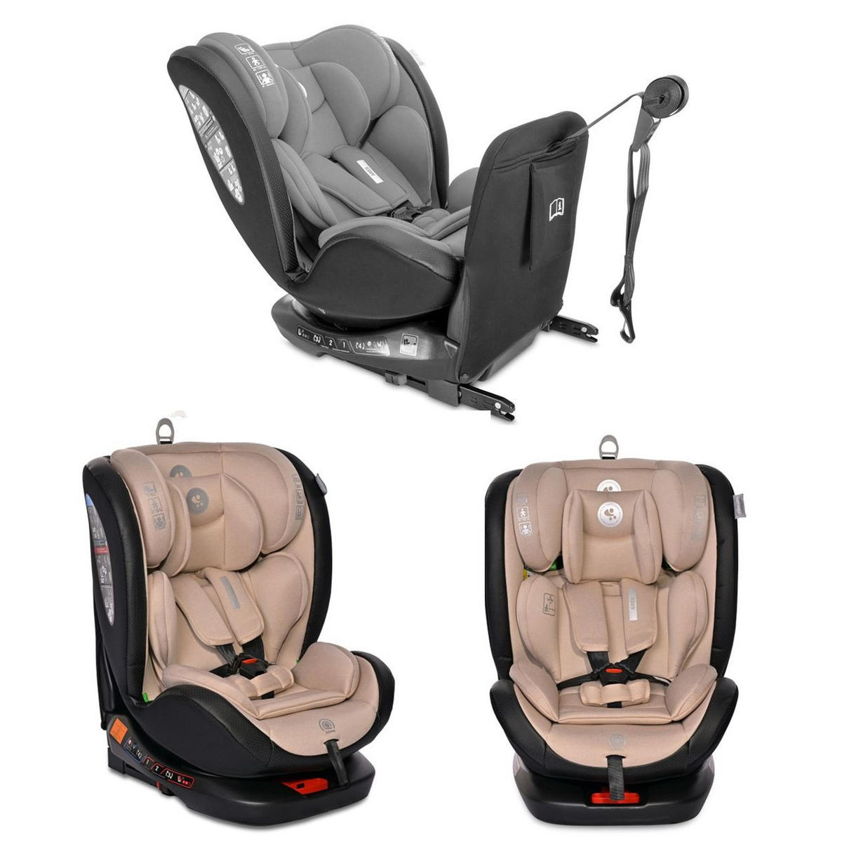 KINDERSITZ Ares i-Size beige (40-150cm) Isofix, verstellbar, Sitz 360° drehbar - Beige, Kunststoff (46/63/53cm) - Lorelli