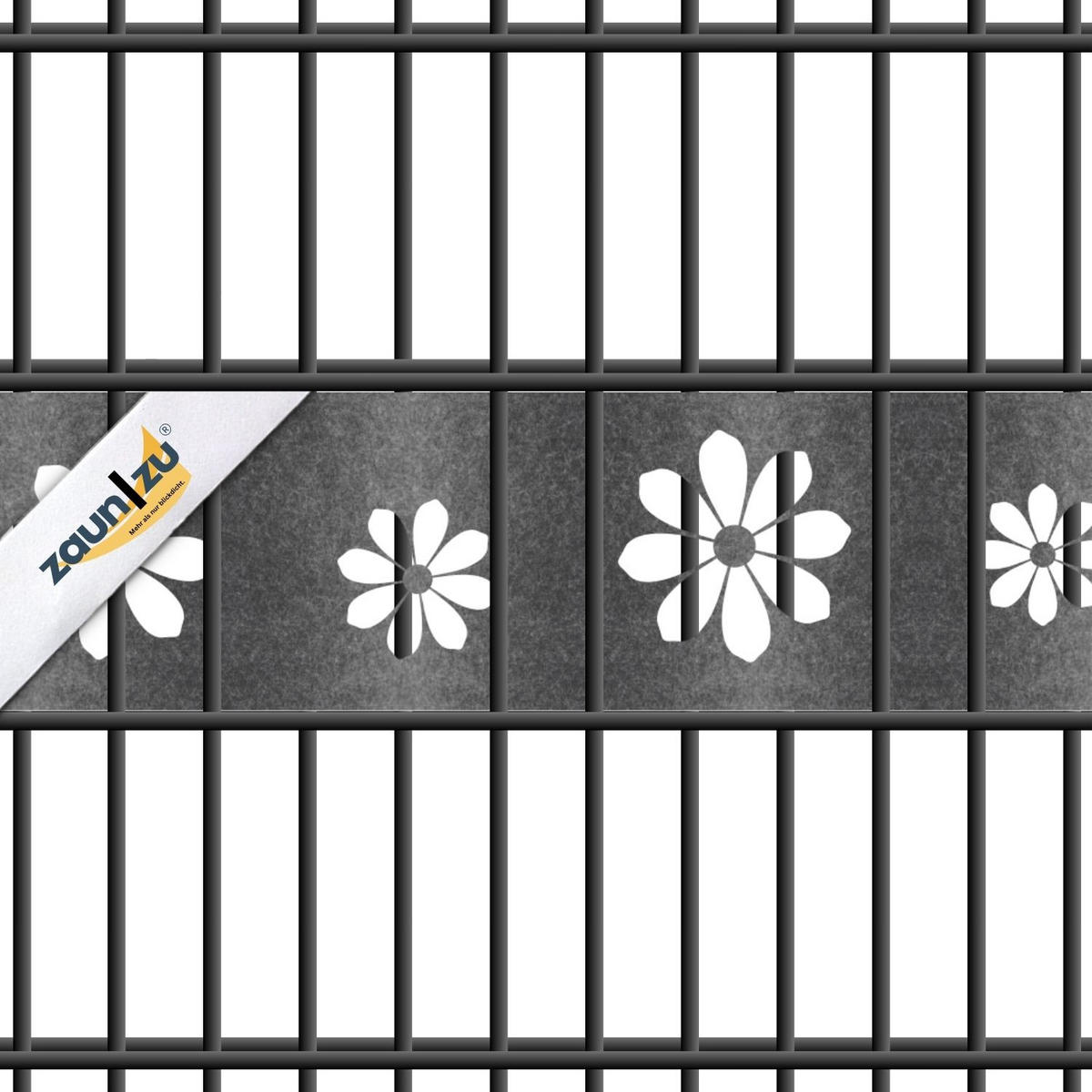 SICHTSCHUTZSTREIFEN Design Vlies Dekor Sonnenblume Einzelstreifen Schwarzgrau 2,55m - Schwarz, Kunststoff (260/19cm) - ZAUN|ZU