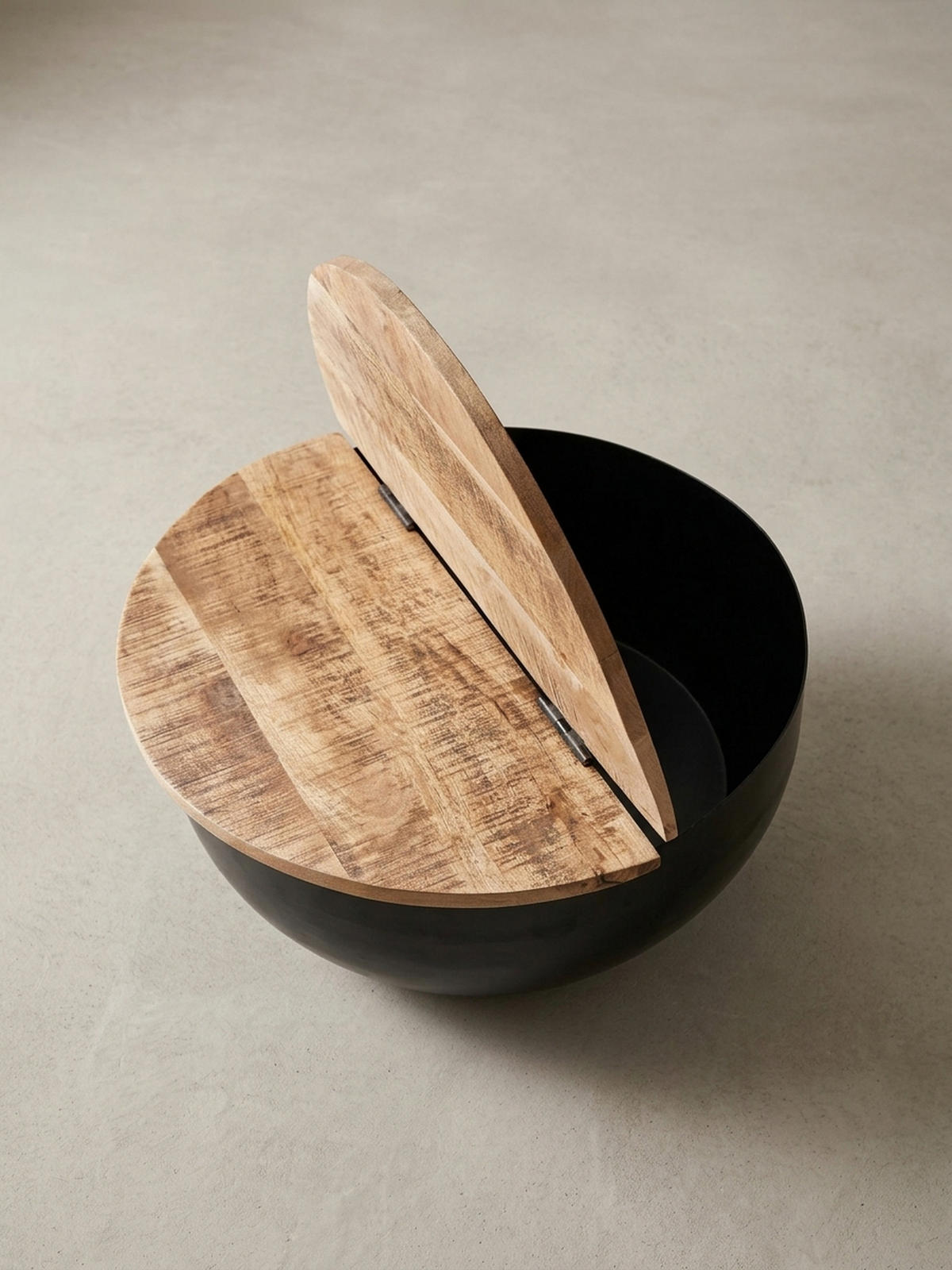 COUCHTISCH Industrial-Style Mango-Holz mit Metall, Aufklappbarer Stauraum - Schwarz, Holz/Metall (60/60/34cm) - KADIMA DESIGN