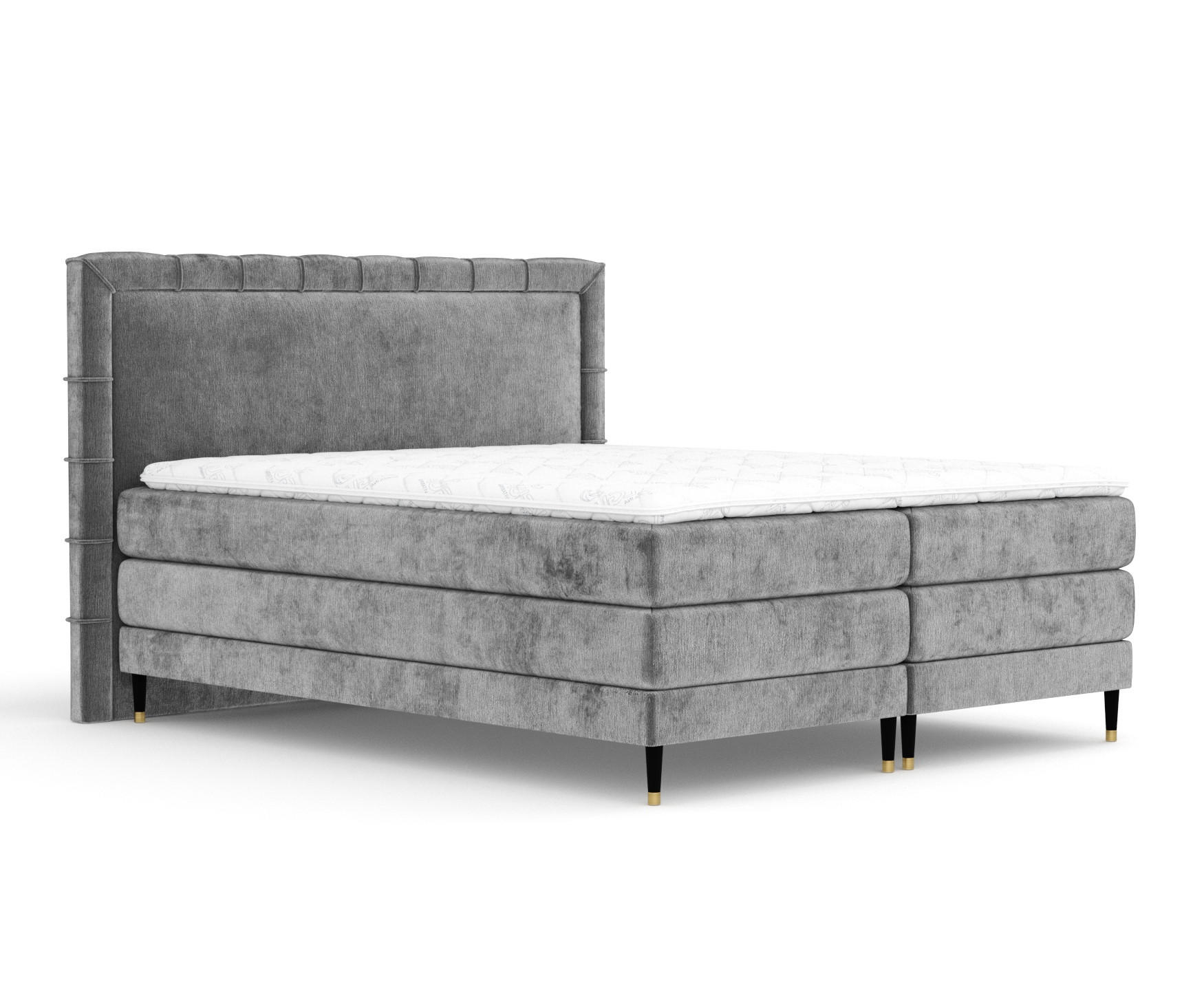 BOXSPRINGBETT Rimini Grau 140/200 cm mit Matratze und Topper - Schwarz/Grau, Holz/Holzwerkstoff (140/200cm) - Maison de Reve