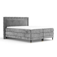 BOXSPRINGBETT Rimini Grau 140/200 cm mit Matratze und Topper - Schwarz/Grau, Holz/Holzwerkstoff (140/200cm) - Maison de Reve