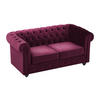 SOFA 2-Sitzer - Samt - Purpur - CHESTERFIELD - Bordeaux, Textil (168/72/88cm) - Vente-Unique