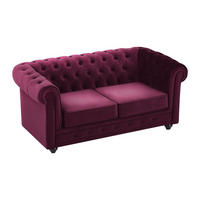 SOFA 2-Sitzer - Samt - Purpur - CHESTERFIELD - Bordeaux, Textil (168/72/88cm) - Vente-Unique