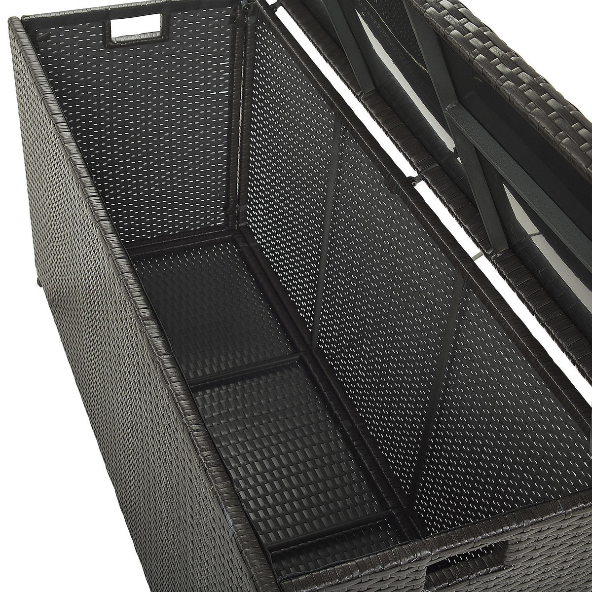 AUFLAGENBOX Rattan braun 126/46 cm Modena - Schwarz/Braun, Kunststoff (126/63/46cm) - Beliani