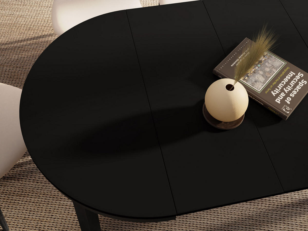 ESSTISCH Corin Schwarz runder ausziehbarer, Schwarz 100-176/100/76 cm - Schwarz, Holzwerkstoff/Metall (100/100/76cm) - WFL GROUP