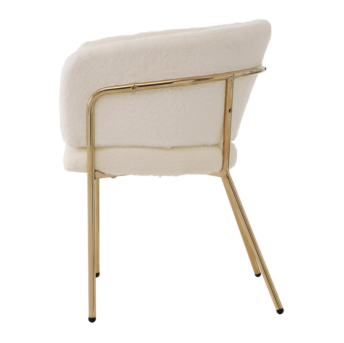 ESSSTUHL 57x57x77 cm in Beige, Kaninchensamtimitat, Metallgestell, leicht luxuriös - Beige, Textil (57/77/57cm) - Modfu