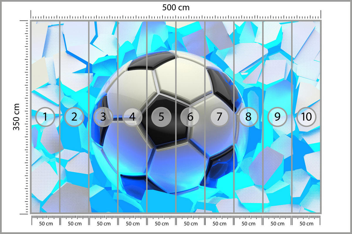 FOTOTAPETE Fußball Abstraktion Gaming Modern Dynamik Jugend Neon 500x350 - Schwarz/Weiß, Papier (500/350cm) - Muralo