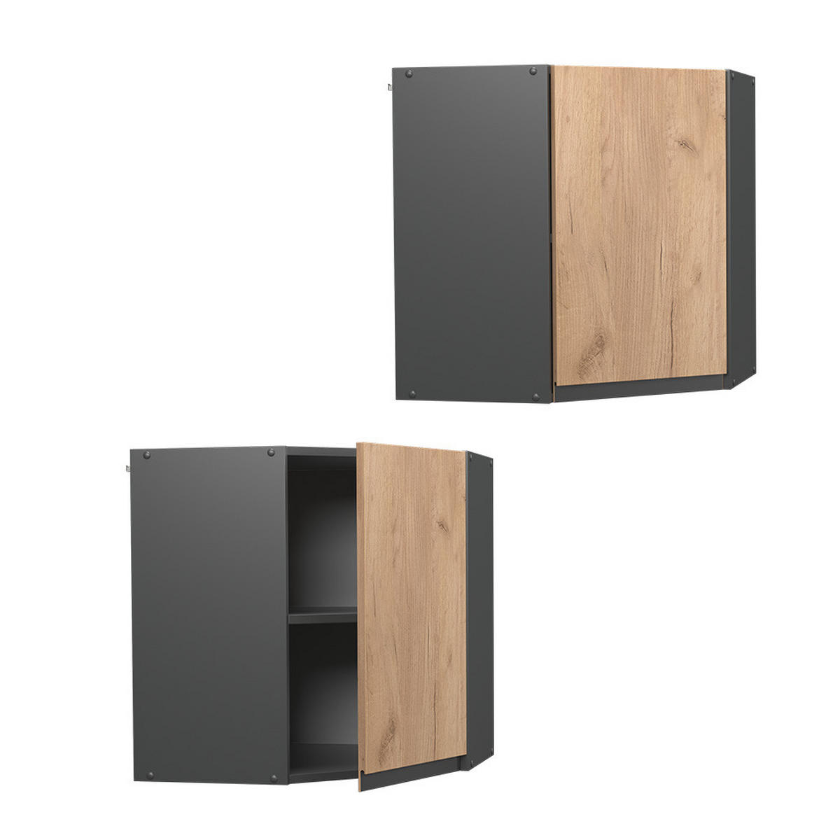ECKHÄNGESCHRANK R-Line Goldkraft Eiche 57 cm J-Shape - Honigeiche/Anthrazit, Holzwerkstoff (57/60/34.1cm) - Vicco