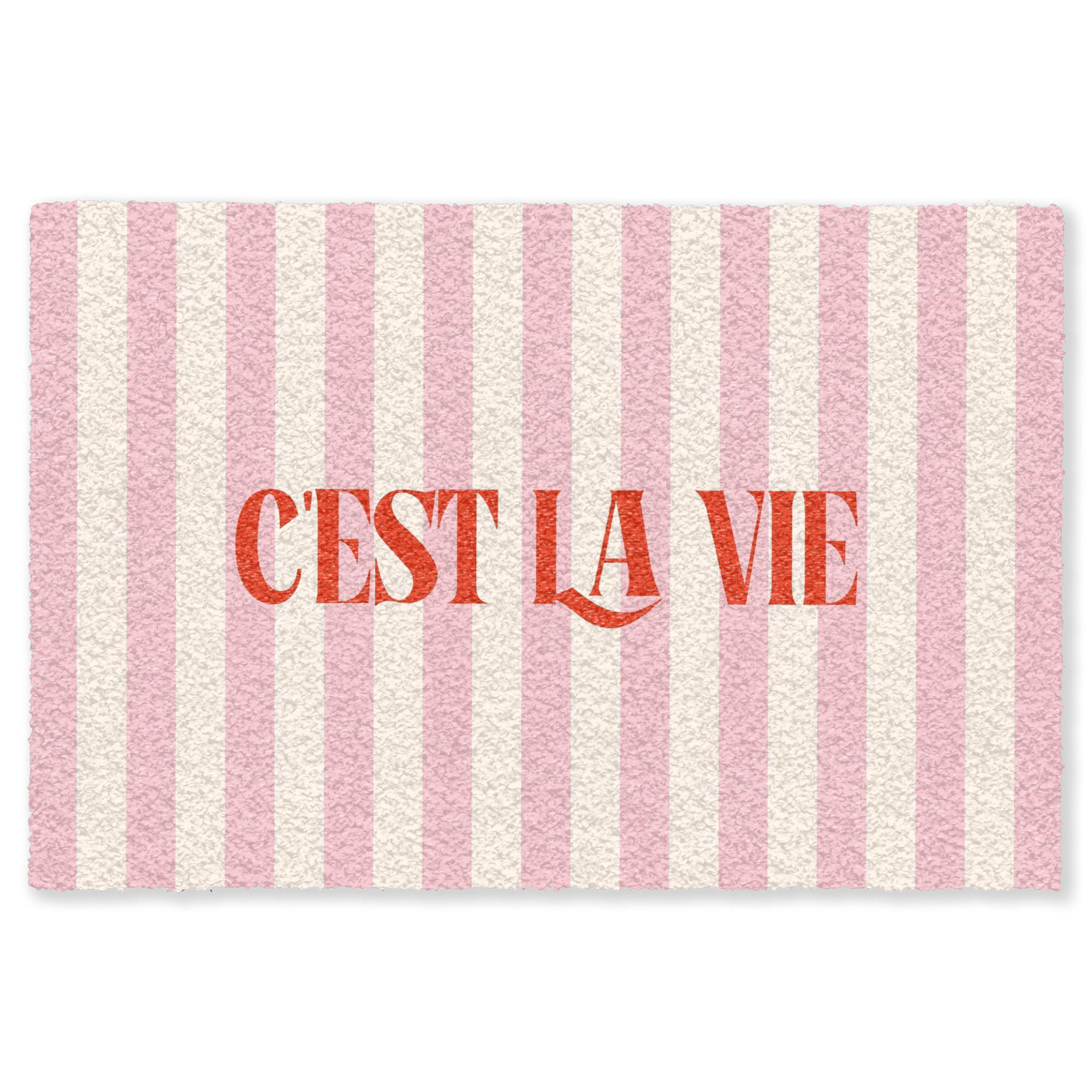 FUSSMATTE Zartrosa – Rot – Streifen – C'est La Vie 60x40 cm - Rosa, Kunststoff (60/0.4cm) - MuchoWow