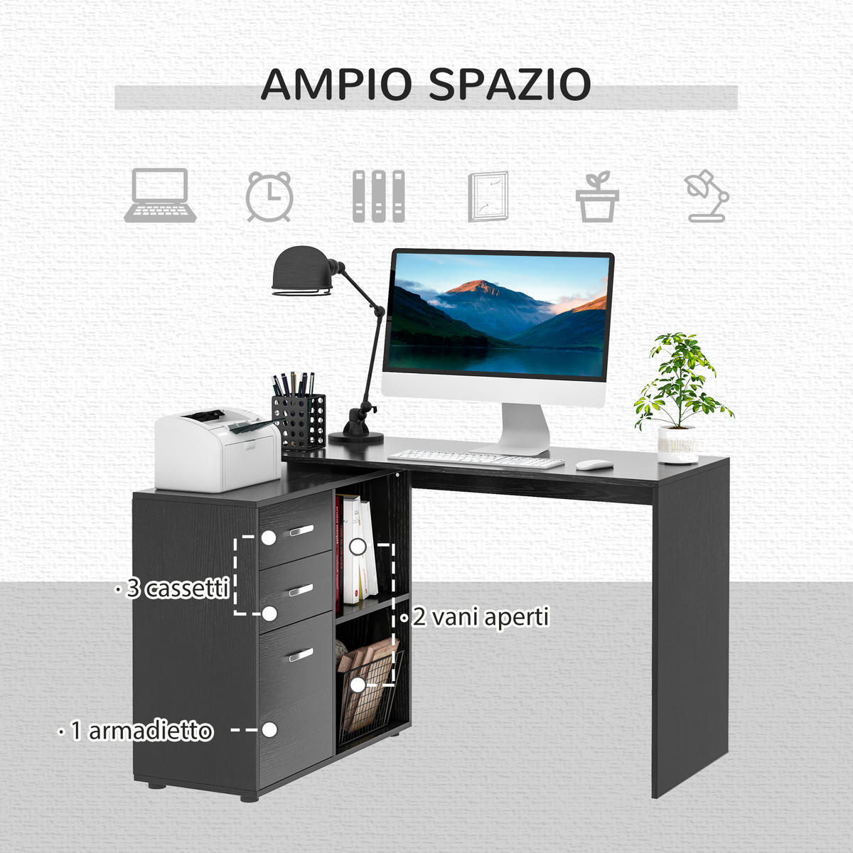 BÜROTISCH Schwarz 1 Stück - Schwarz, Holzwerkstoff (83.5/117/76cm) - GiPP