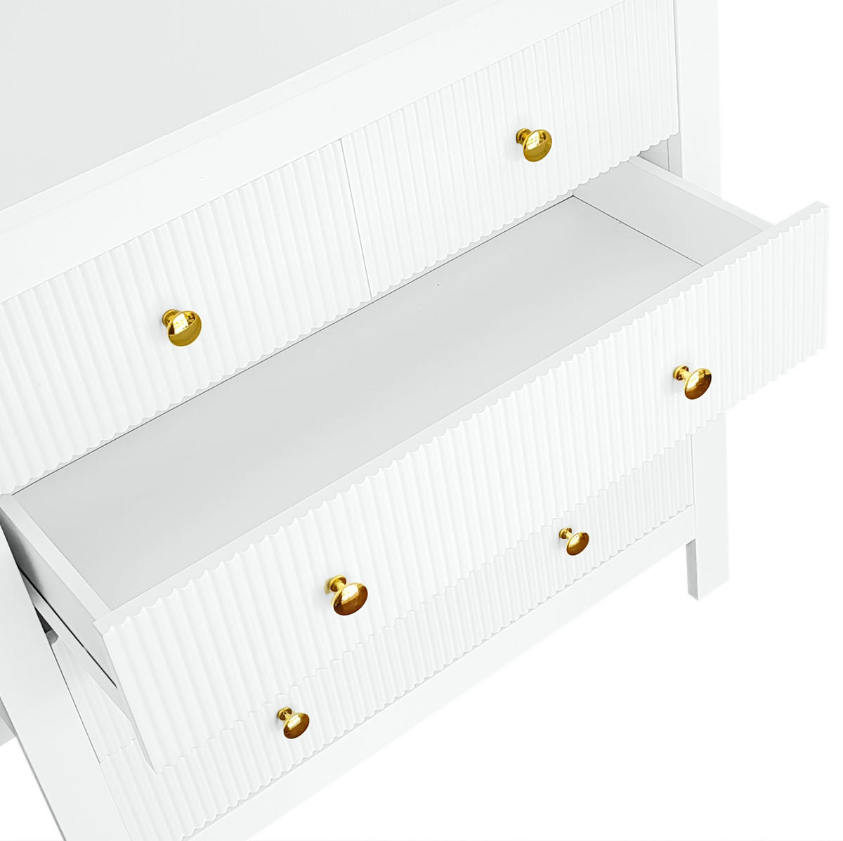 SIDEBOARD 79/80,5/39,5 cm Weiß aus Spanplatte mit 5 Schubladen - Weiß, Holzwerkstoff (39.5/80.5/79cm) - OKMYHOME