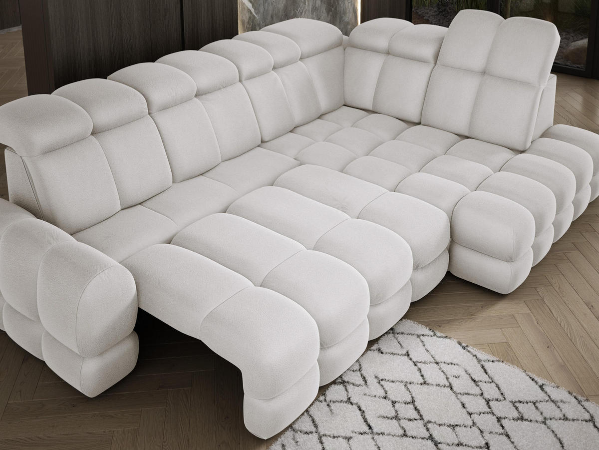 ECKSOFA TOLLO Solar-stoff L-form 302x217x105 cm esche - Silberfarben, Holz/Textil (217/302cm) - DomoHome