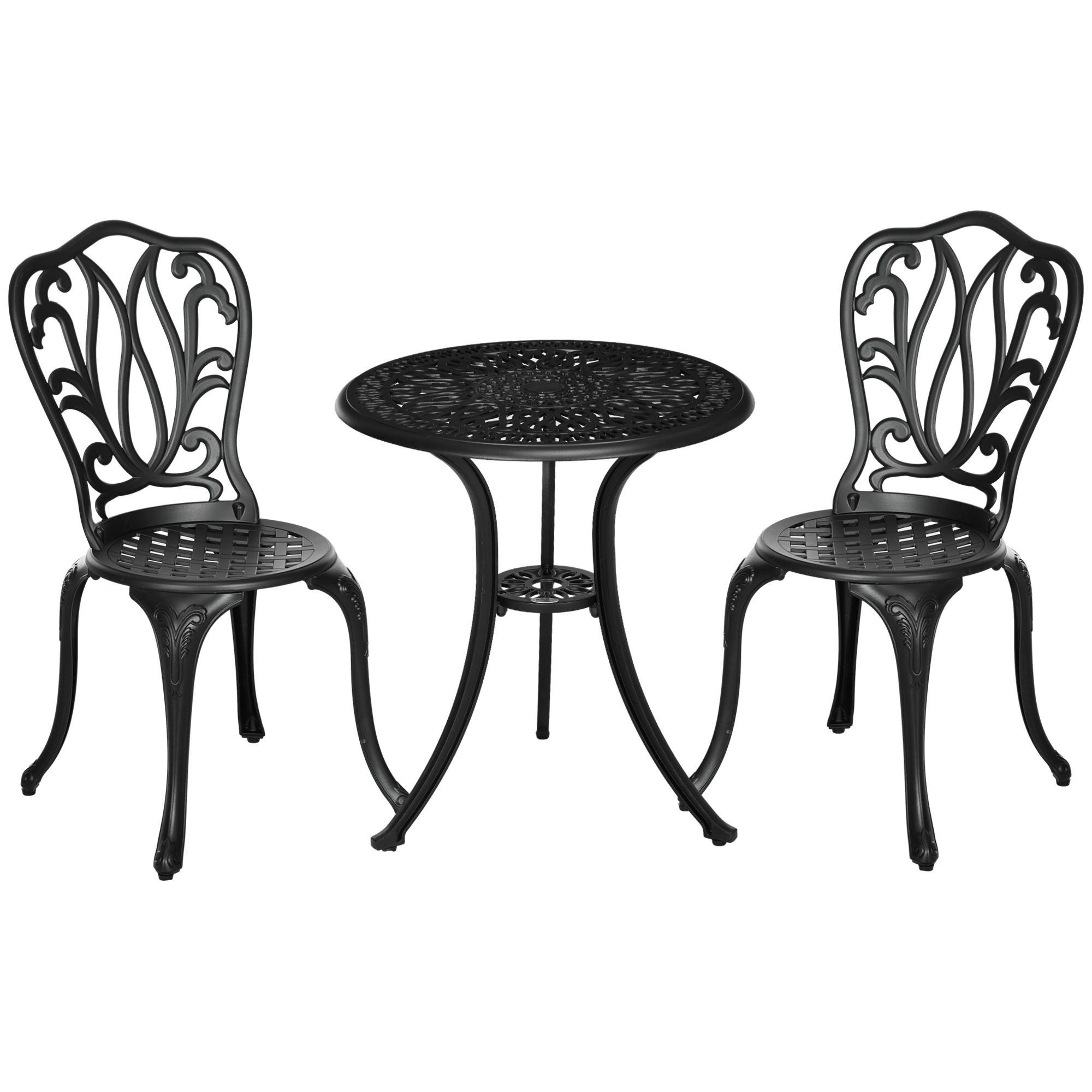 BALKONSET 3-teilig DE-14095 Aluguss, Retro-Stil Schwarz - Schwarz, Metall - ComfortXL