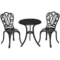 BALKONSET 3-teilig DE-14095 Aluguss, Retro-Stil Schwarz - Schwarz, Metall - ComfortXL