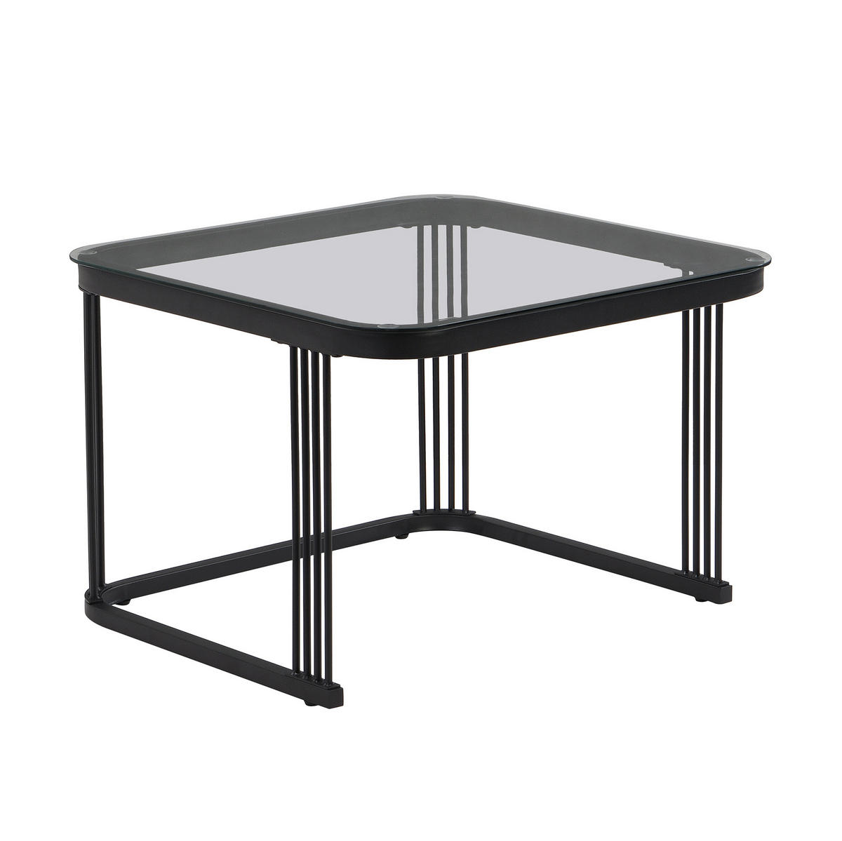 KONFERENČNÍ stolek 60/60/44,5 cm černý a šedý z MDF s vnořeným designem a zásuvkami - černá, kompozitní dřevo (60/60/45cm) - OKWISH
