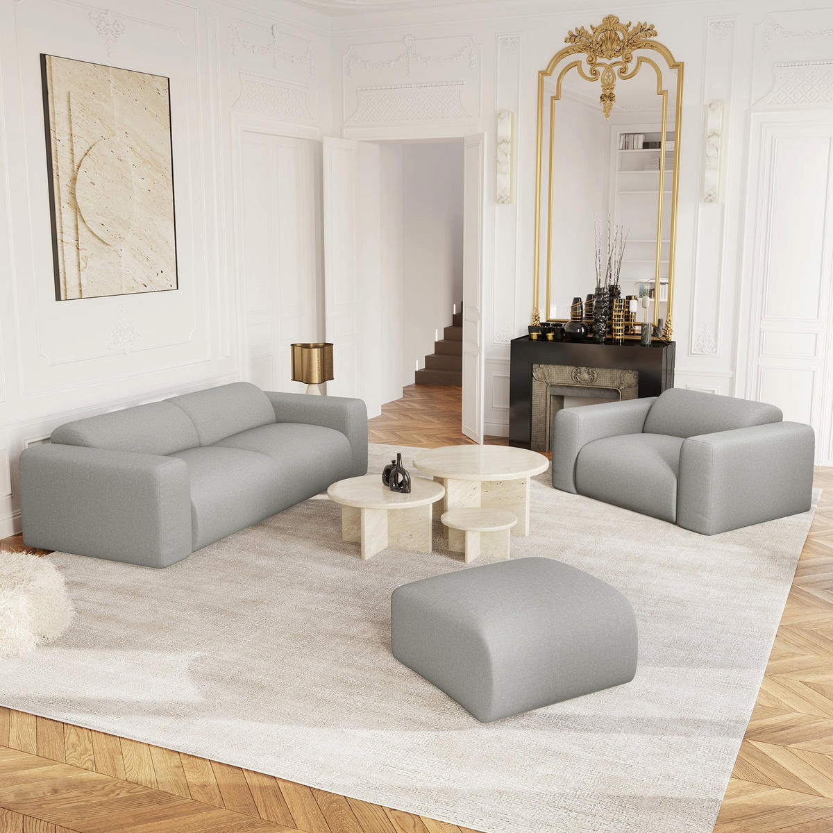 RASTERGEWEBE Hellgrau 130cm - Hellgrau/Grau, Textil (130/67/97cm) - Sia Home
