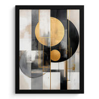 GERAHMTES BILD Abstrakt - Gold - Silber - Formen - Ästhetisch - Modern 30x40 cm - Goldfarben, Papier (30/40cm) - MuchoWow
