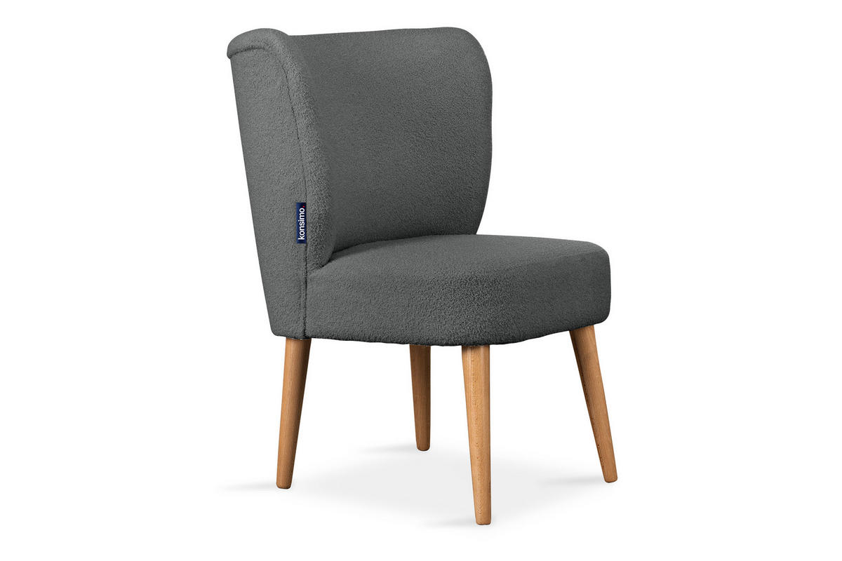 COCKTAILSESSEL APPA auf hohen Beinen aus Buchenholz gebeizter Eiche, Dunkelgrau/Eiche Dekor - Eichefarben/Dunkelgrau, Holz/Textil (63/89/65cm) - KONSIMO®