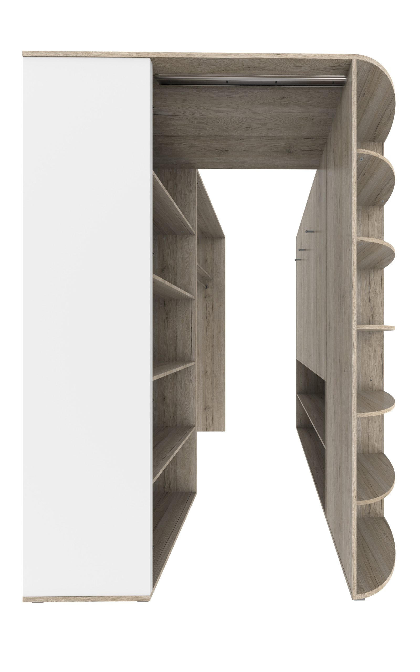 KLEIDERSCHRANK Cariba in Eiche San Remo und Weiß - begehbarer Eckkleiderschrank - Braun, Holzwerkstoff (124/199/148cm)