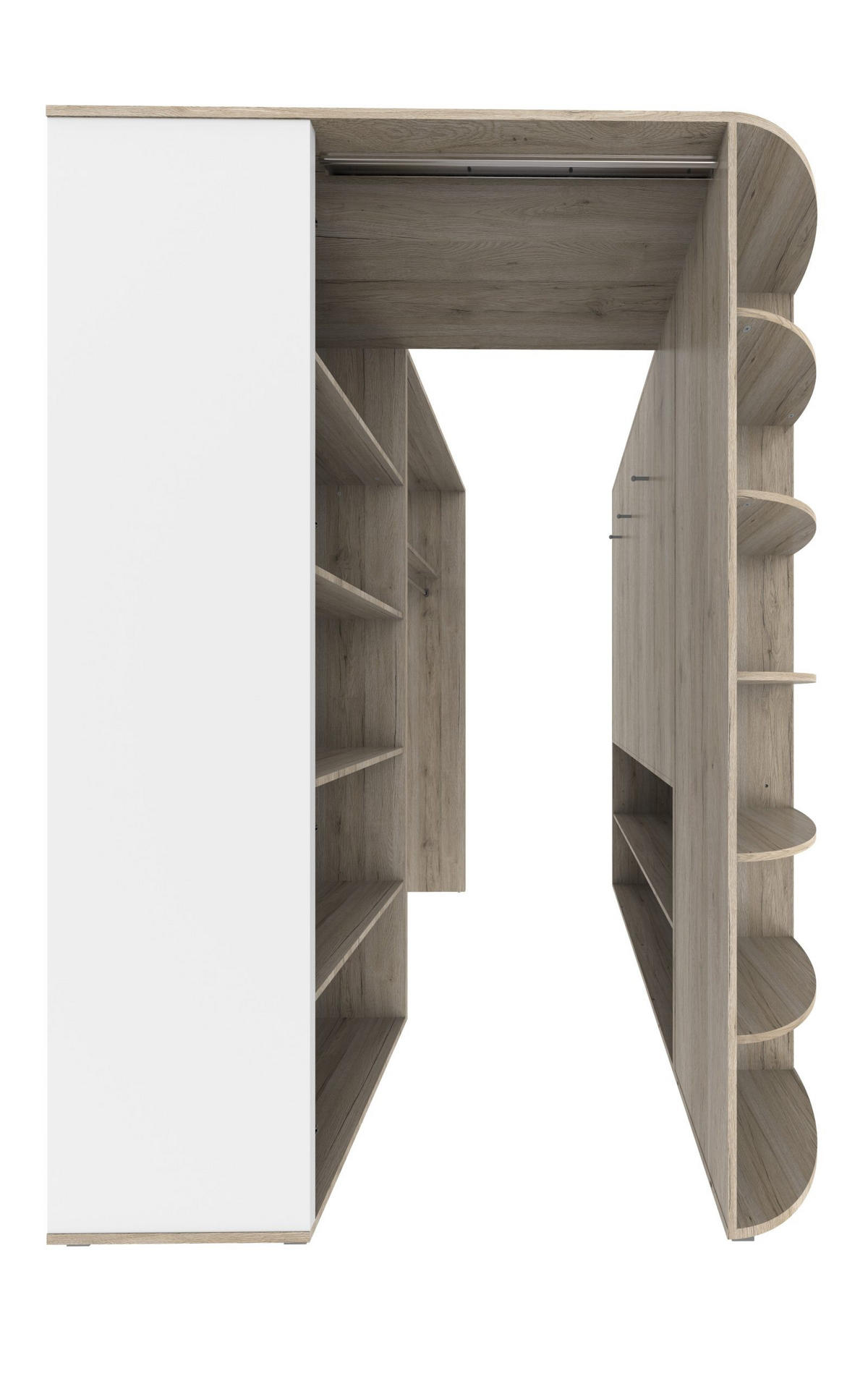 KLEIDERSCHRANK Joker in Eiche San Remo Weiß - begehbarer Eckkleiderschrank - Braun, Holzwerkstoff (124/199cm)