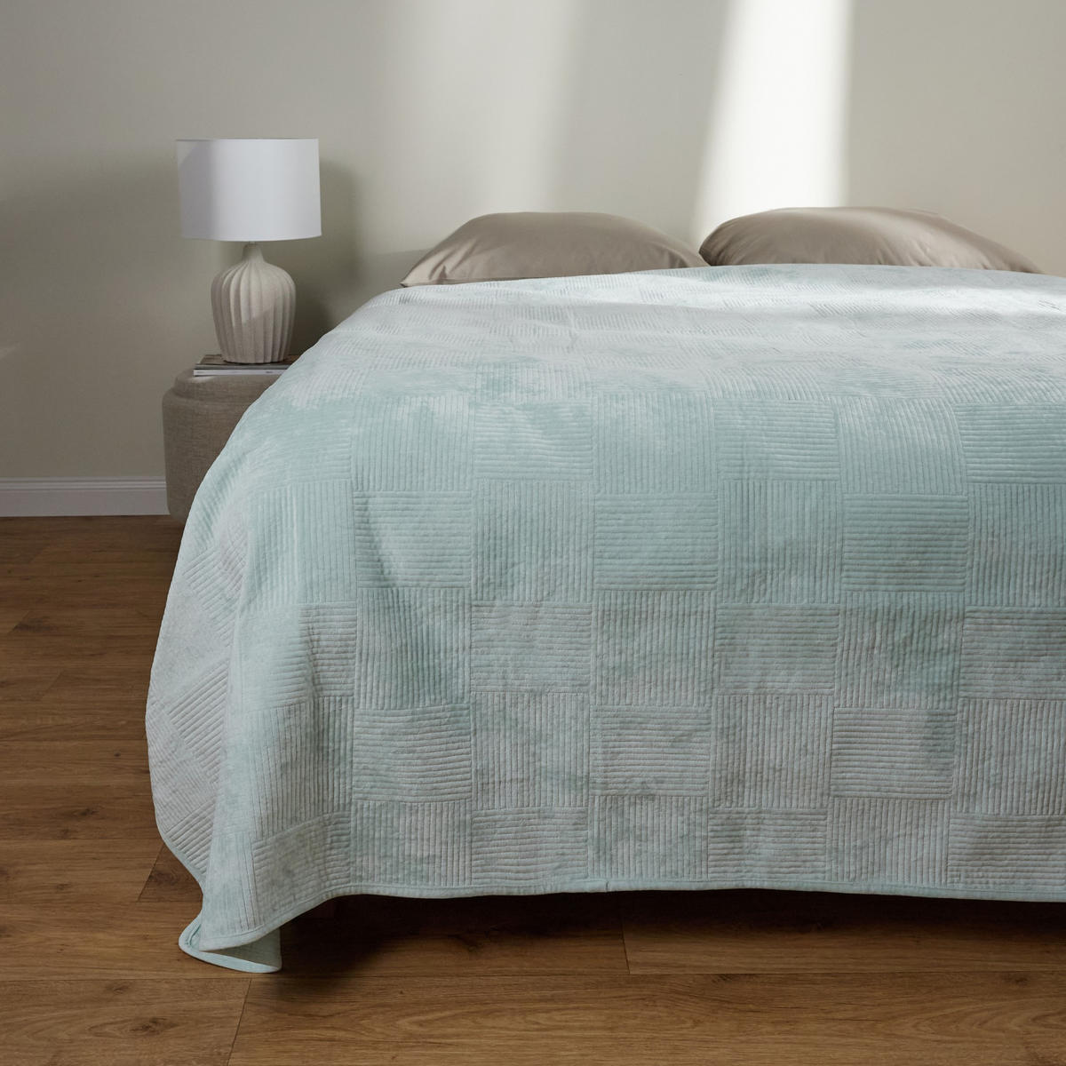 TAGESDECKE Quadron - Pastellblau, Textil (200/220cm) - home&you