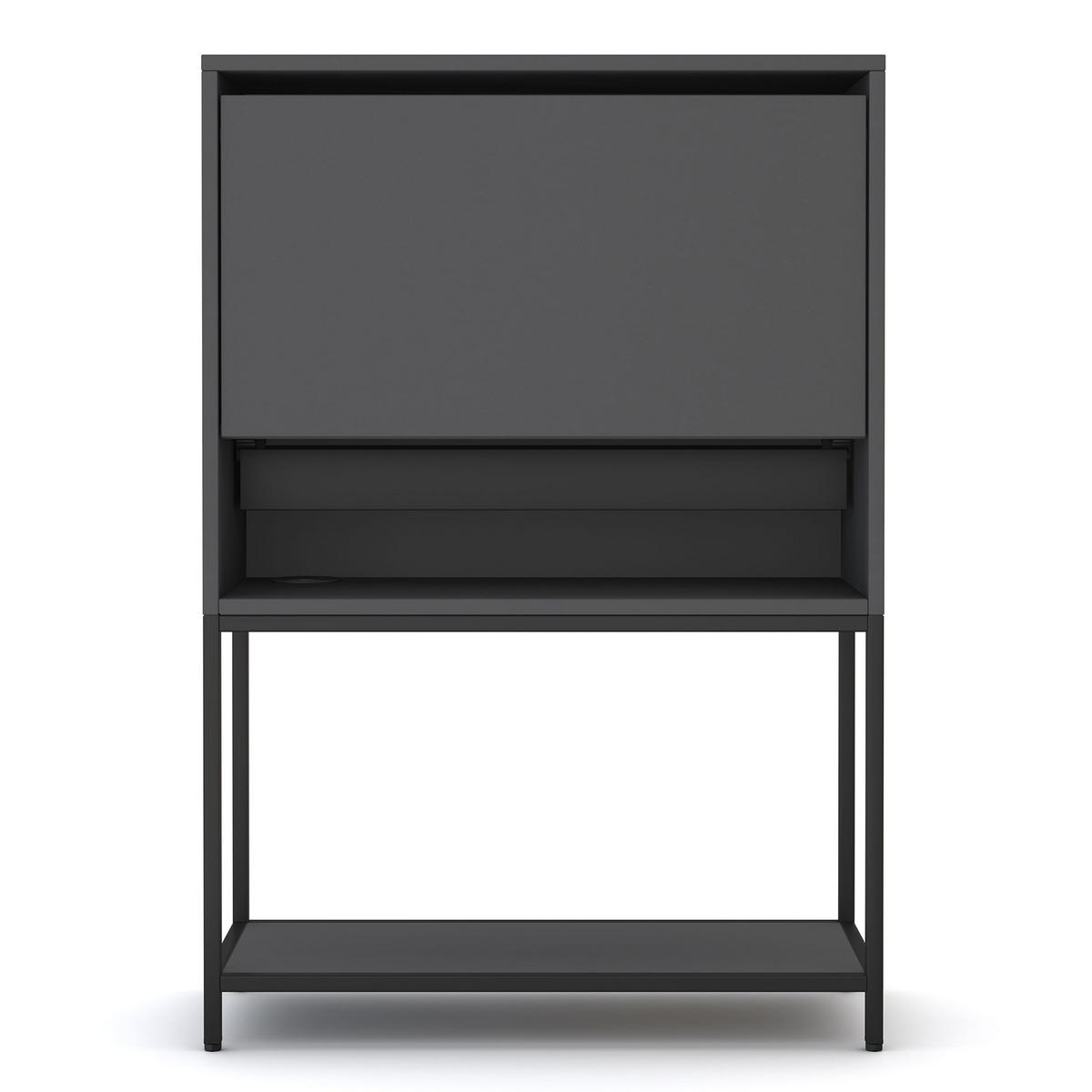 SEKRETÄR Cubas Basic Schwarz /76-76cm Anthrazit - Anthrazit/Schwarz, Holz/Metall (36/80/115.6cm) - ASSMANN