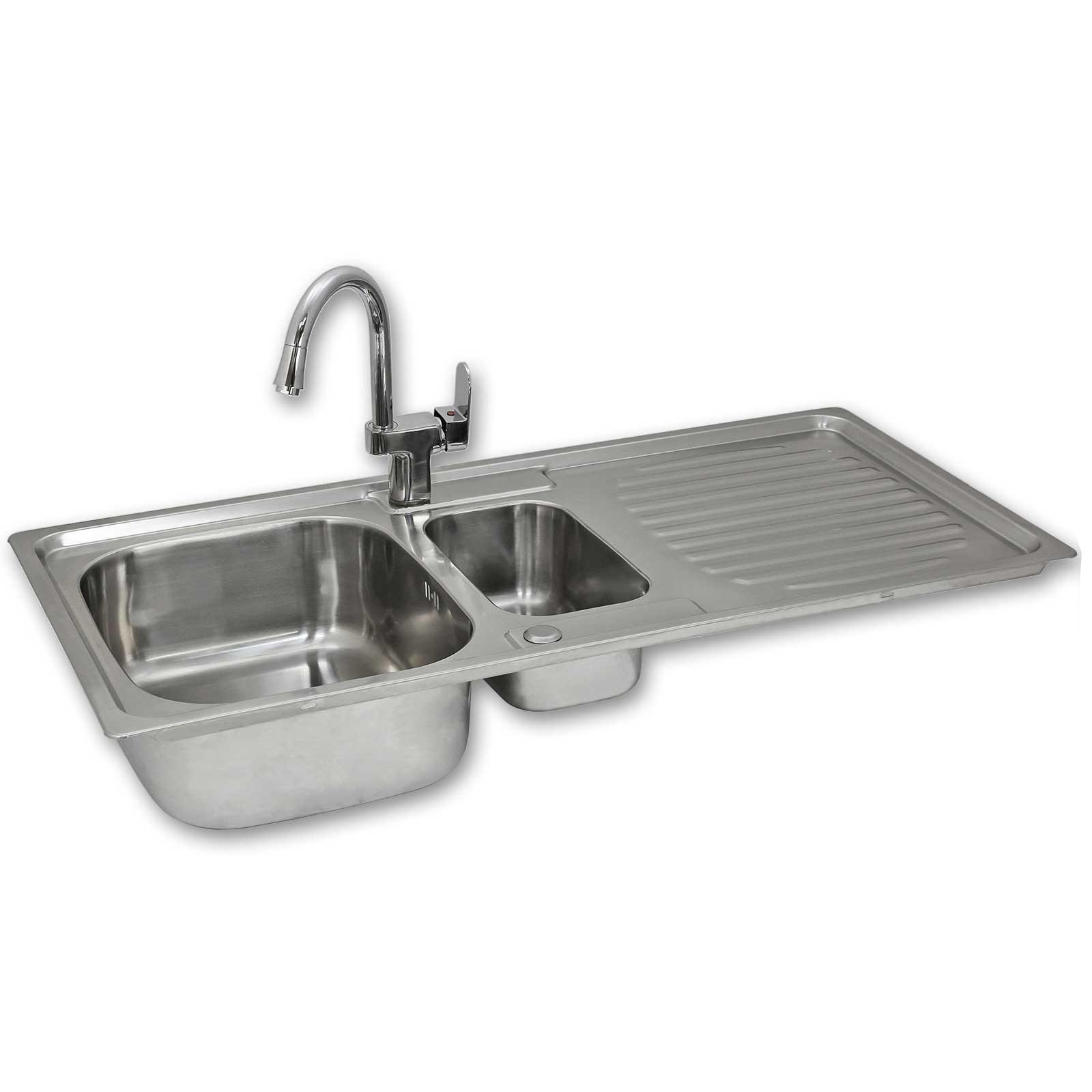 EINBAUSPÜLE EDELSTAHL Premium mit Confetti Wasserhahn - Silberfarben, Metall (105/18/500cm)