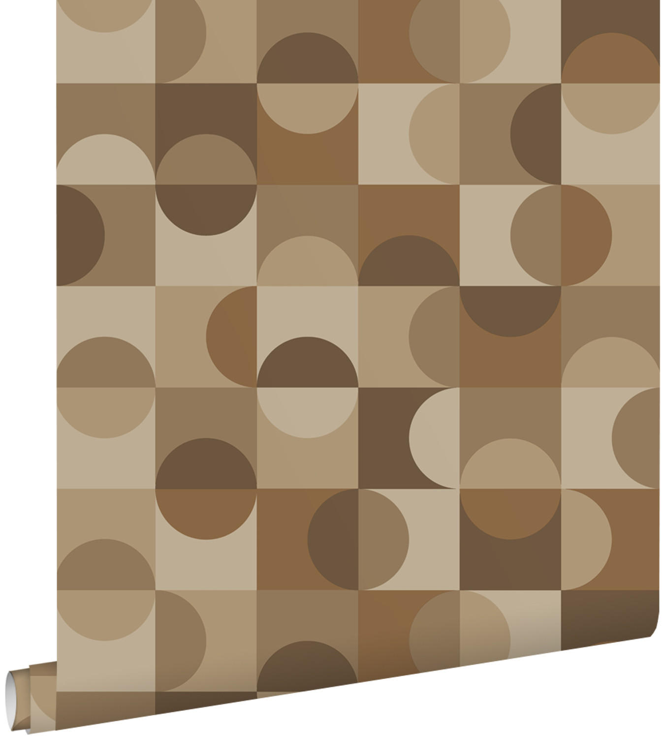 TAPETE Kreise im Bauhaus-Stil 50 x 900 cm - Braun, Papier (50/900cm) - ESTAhome