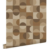TAPETE Kreise im Bauhaus-Stil 50 x 900 cm - Braun, Papier (50/900cm) - ESTAhome