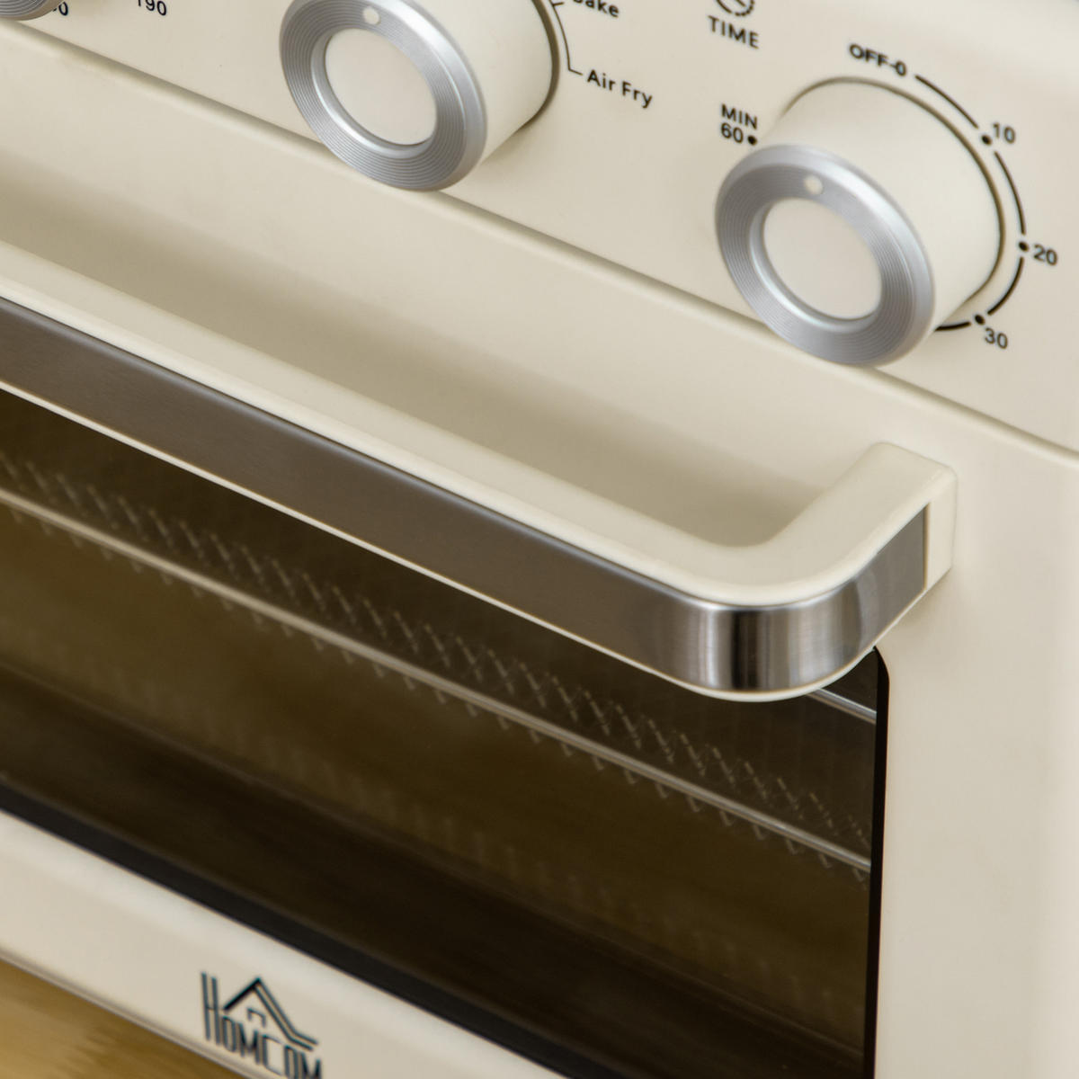 MINIBACKOFEN 20L 1400W mit Umluft, 7-in-1 Pizzaofen mit Backblech, Frittierkorb & Krümelblech, 60 Min. Timer, Cremeweiß - Beige, Metall (36/34.5/37.7cm) - Beaface