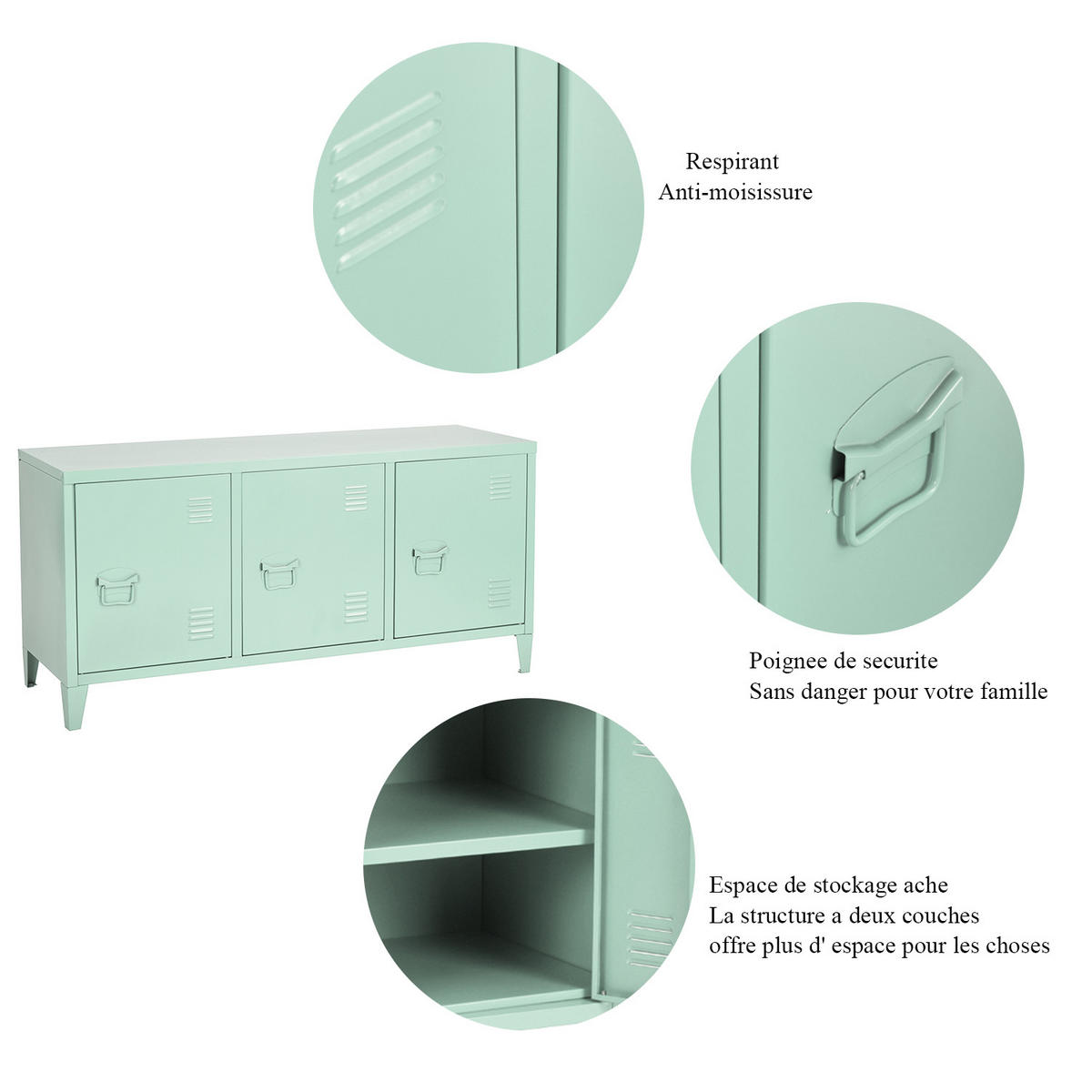 TV-ELEMENT Metall Grün - Braun, Metall (120/58/40cm) - Urban Meuble