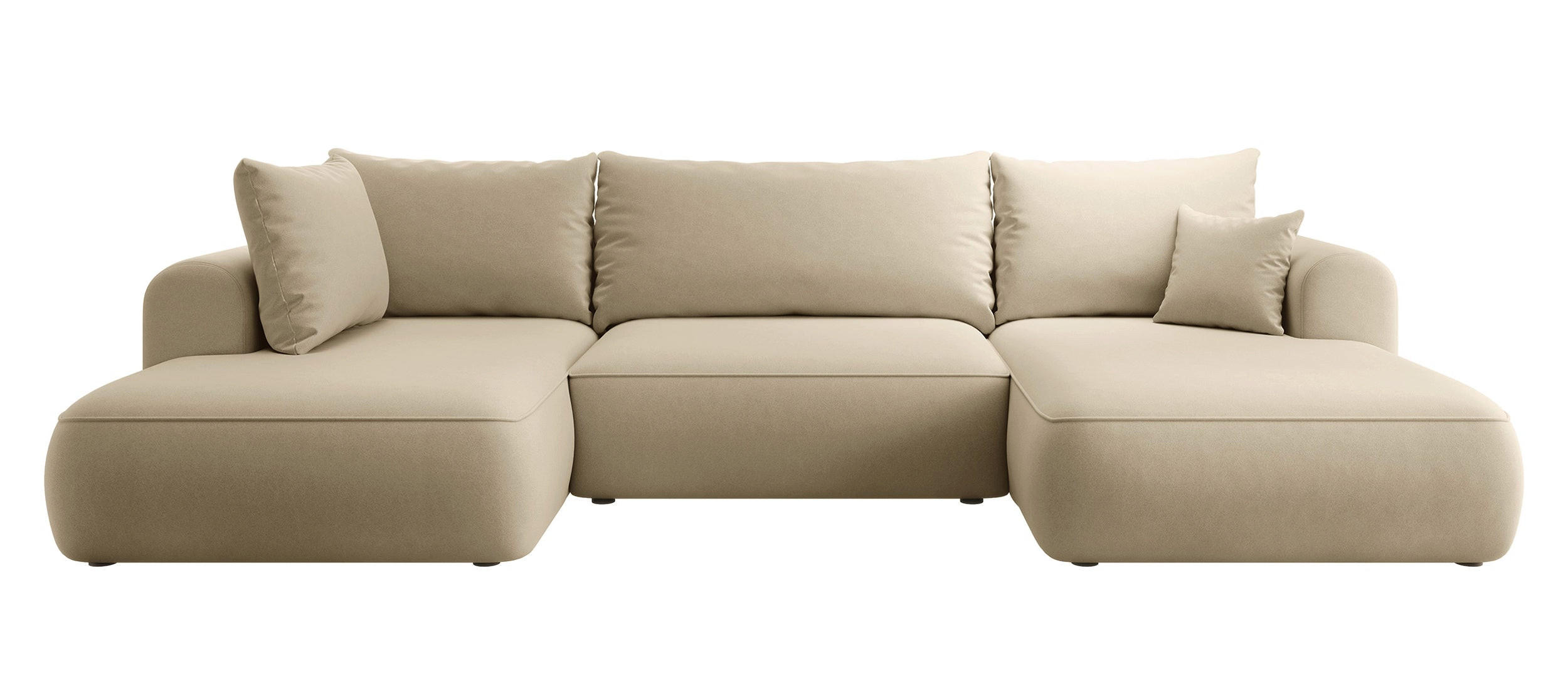 WOHNLANDSCHAFT Ovo Beige Velours - Beige/Schwarz, Textil (375/95/185cm) - Selsey