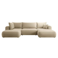 WOHNLANDSCHAFT Ovo Beige Velours - Beige/Schwarz, Textil (375/95/185cm) - Selsey
