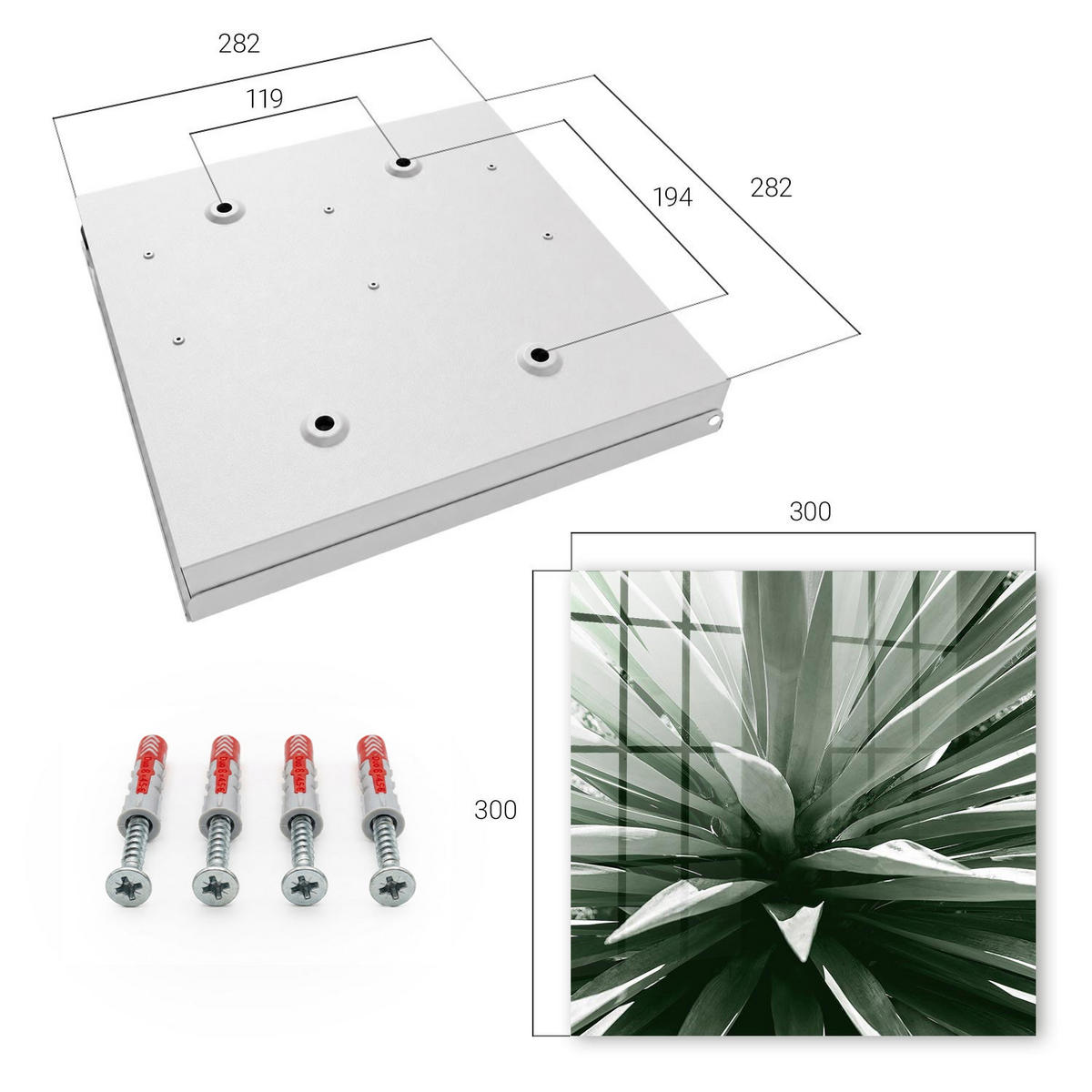 SCHLÜSSELBOX Weiß 30x30 cm – Türöffnung nach rechts - Agave - Multicolor, Metall (30/30/5cm) - TULUP