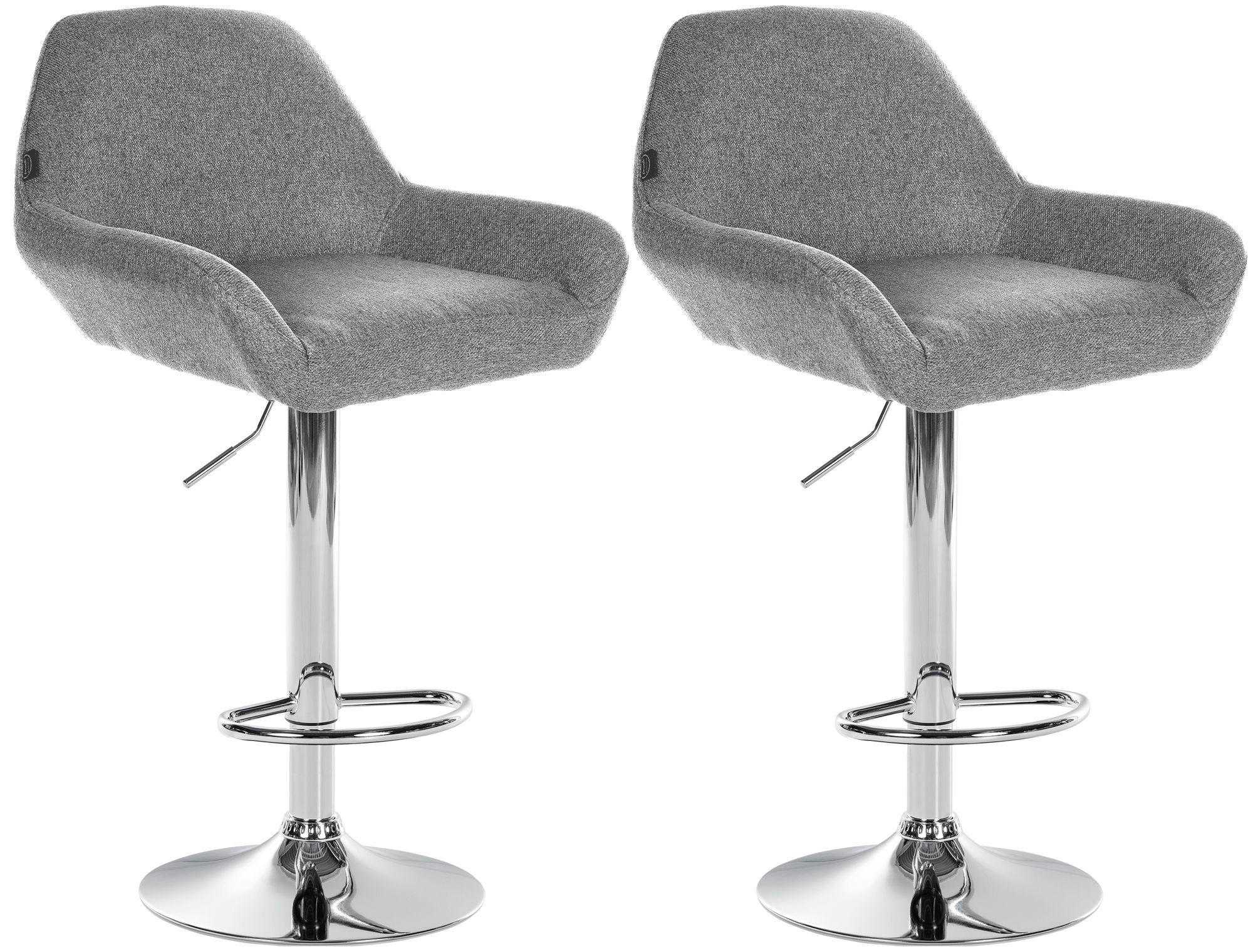 BARHOCKER 2 Stoff Grau - Chromfarben/Grau, Textil/Metall (51/89/52cm) - CLP