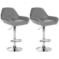 BARHOCKER 2er Set Stoff grau - Chromfarben/Grau, Textil/Metall (51/89/52cm) - CLP