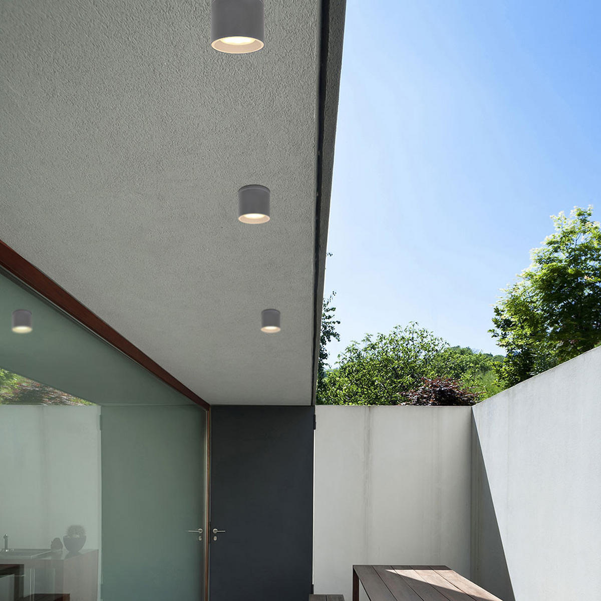 DECKENLEUCHTE Aluminium Anthrazit matt - Anthrazit, Glas (10.8/10.8/9.6cm) - Globo Lighting