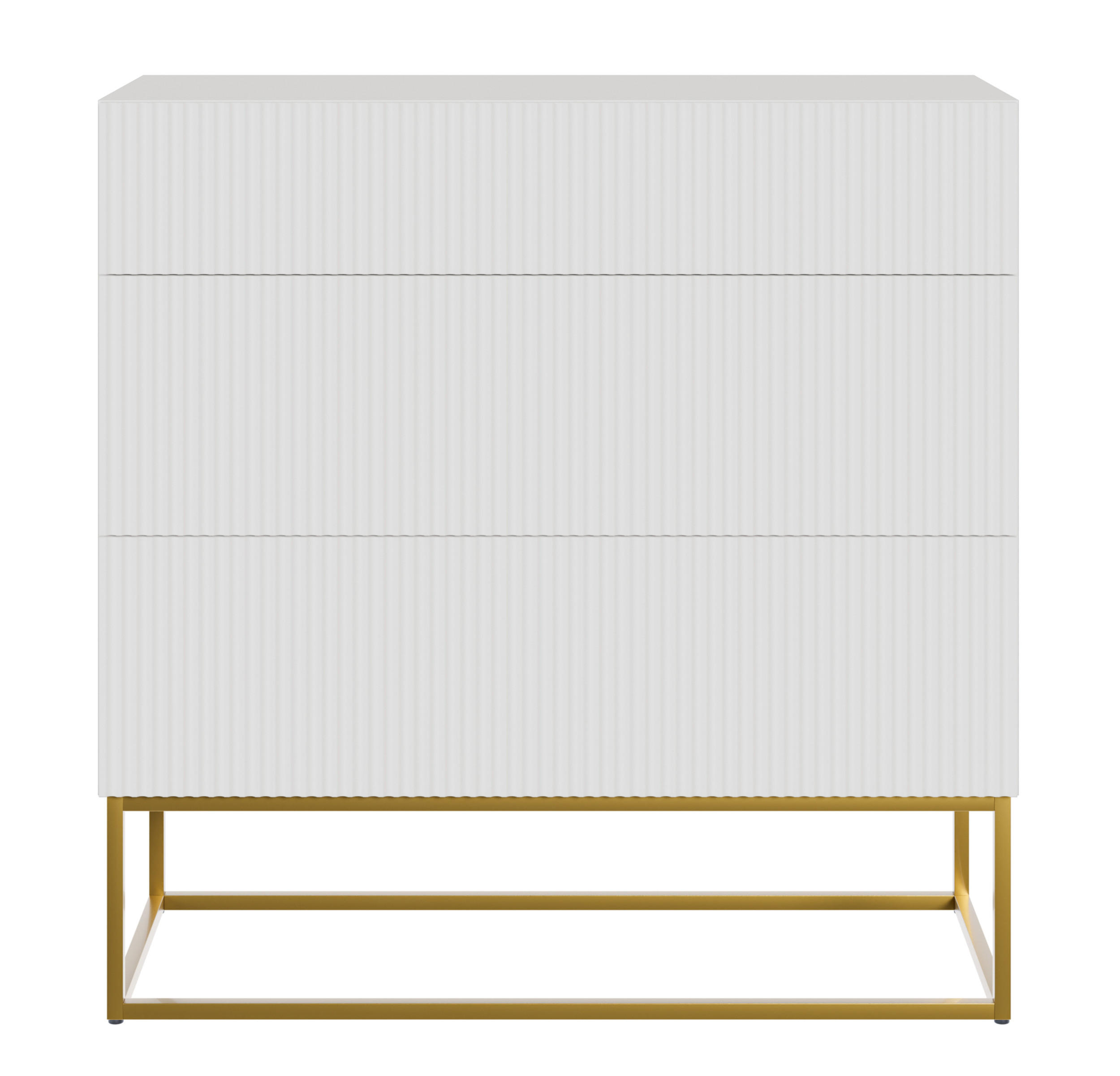 KOMMODE Veldio Weiß mit 3 Schubladen 90 cm - Goldfarben/Weiß, Holzwerkstoff/Metall (90/90/38cm) - Selsey