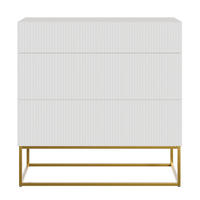 KOMMODE Veldio Weiß mit 3 Schubladen 90 cm - Goldfarben/Weiß, Holzwerkstoff/Metall (90/90/38cm) - Selsey