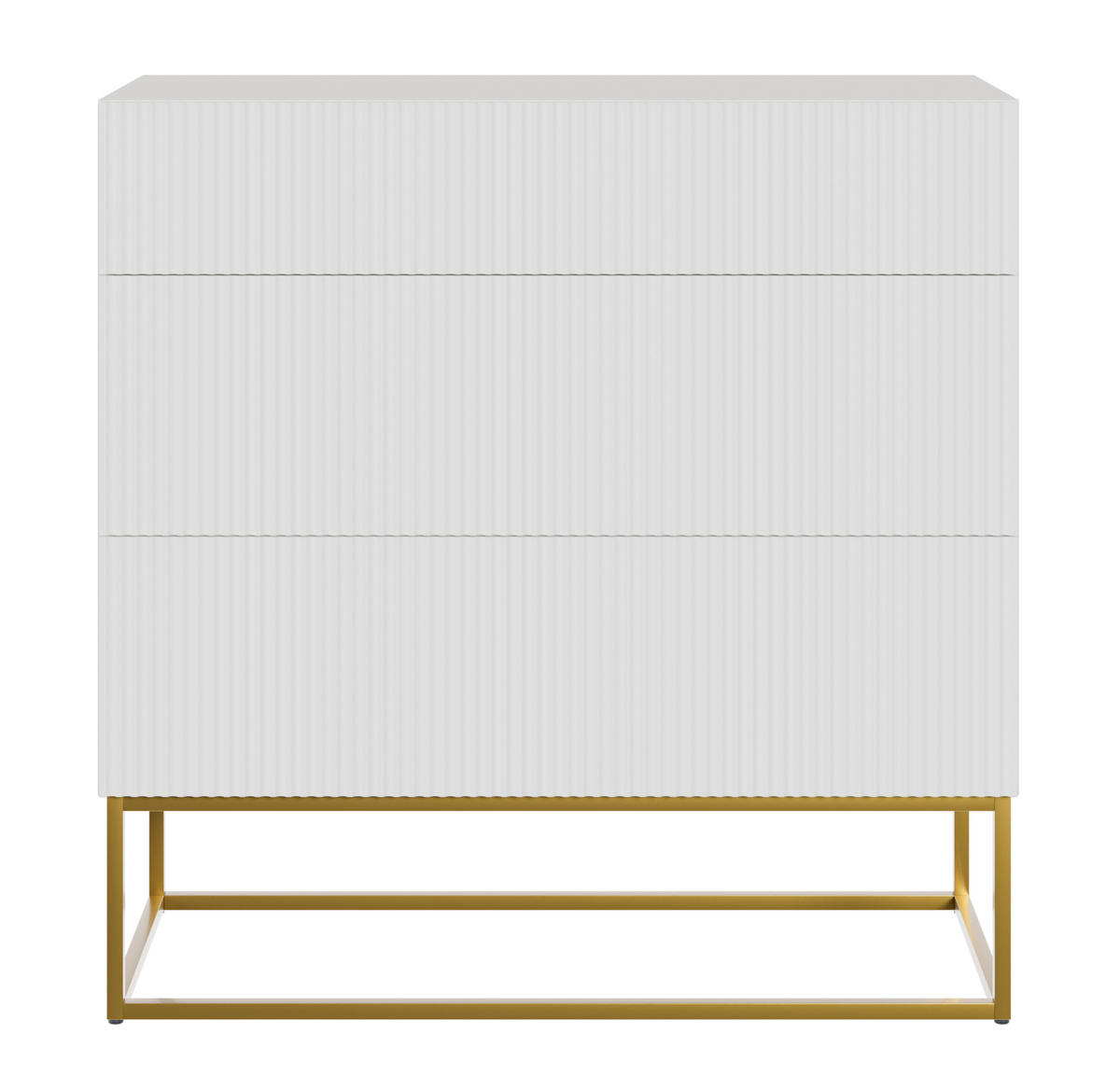 KOMMODE Veldio Weiß mit 3 Schubladen 90 cm - Goldfarben/Weiß, Holzwerkstoff/Metall (90/90/38cm) - Selsey