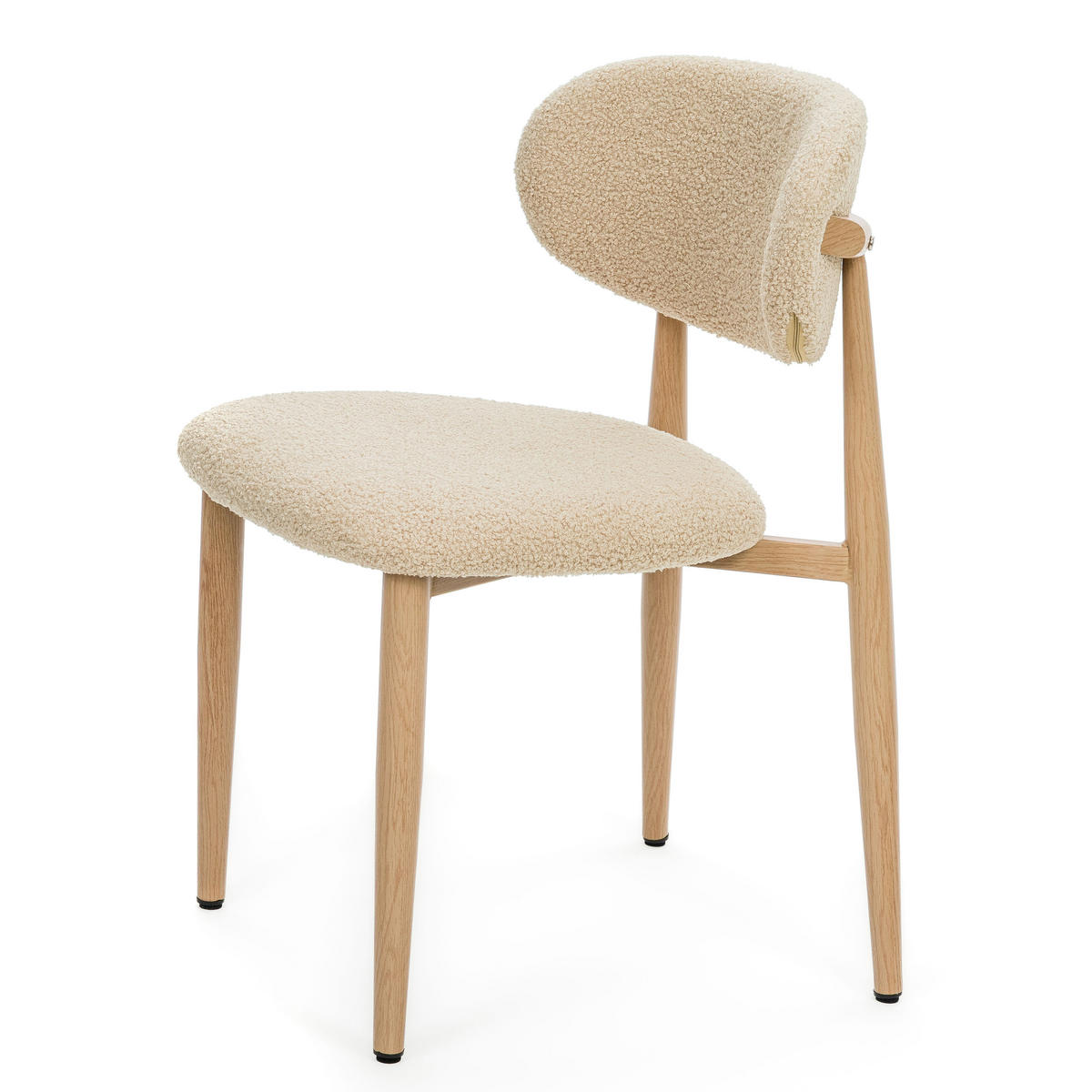 STUHL ALMO gepolstert Beine in Holzoptik - dunkelbeige - Boucle - Champagner/Eichefarben, Textil/Metall (47/77/54cm) - NEW HOME