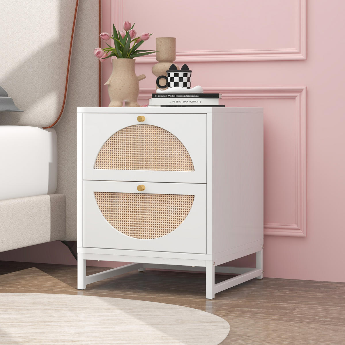 NACHTSCHRANK Weiß 40/40/53 cm - Weiß, Holz/Holzwerkstoff (40/53/40cm) - Urban Meuble