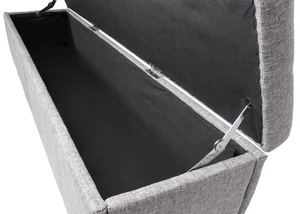 SITZBANK mit Aufbewahrung Lars Leder + Kunstleder Schwarz 45x112x45cm - Grau, Kunststoff (112/45/45cm) - BERLINLODGE