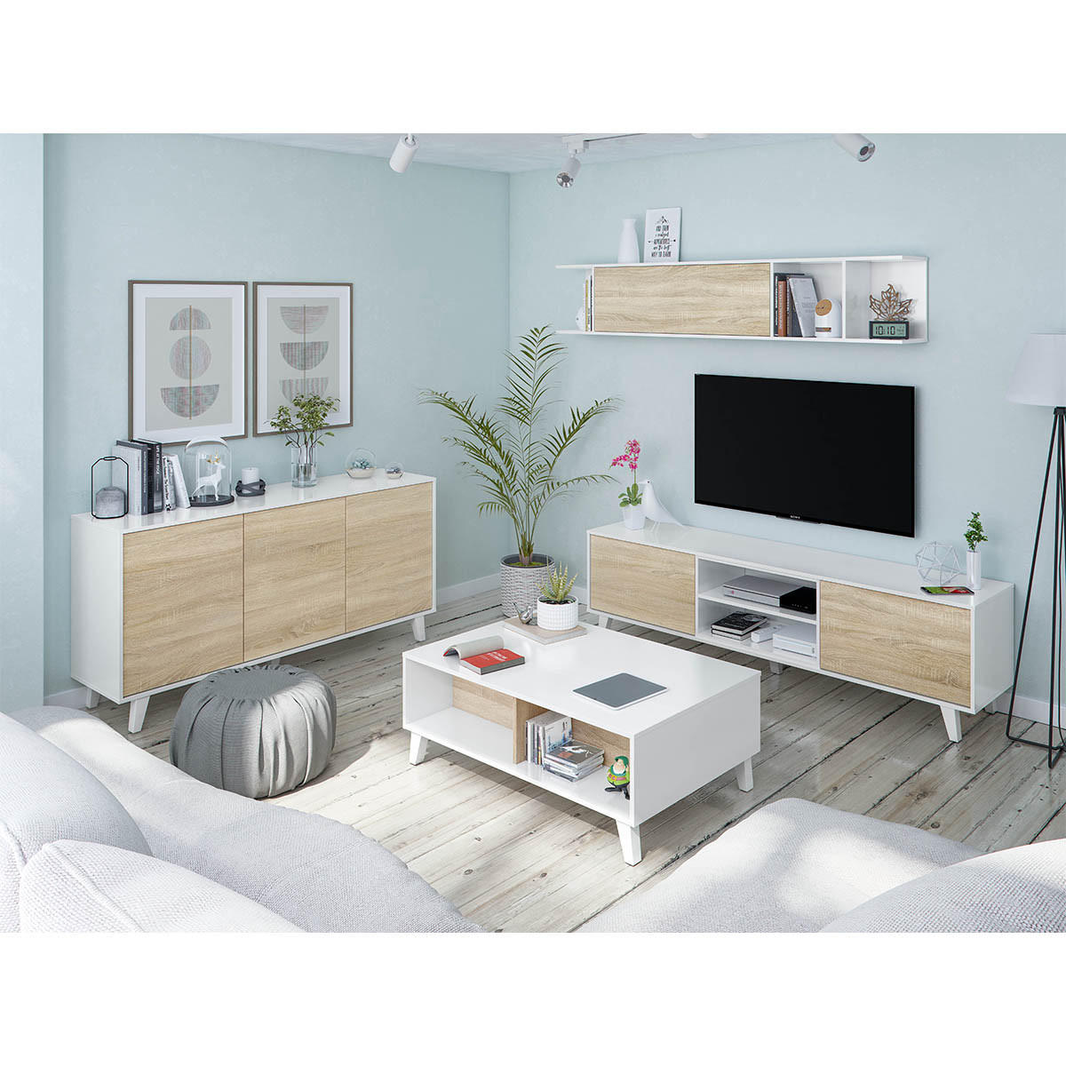 COUCHTISCH mit teilweise hochklappbarer Tischplatte L100 cm - Zaiken Plus - Weiß, Holzwerkstoff (100/68/38cm) - Calicosy