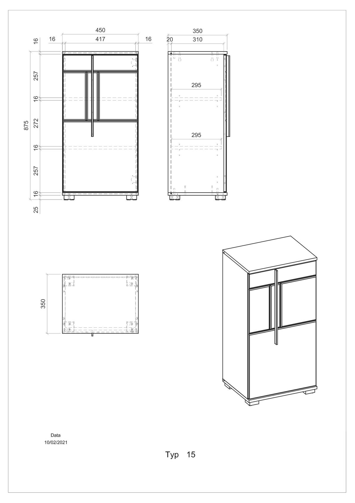 BADSCHRANK M12 Weiß Hochglanz 45/88/35 cm niedrig rechts - Weiß Hochglanz, Holzwerkstoff (45/88/35cm) - Livojo