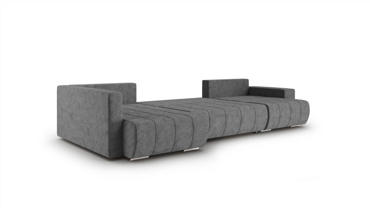 WOHNLANDSCHAFT Armanda - Dunkelgrau, Holzwerkstoff/Textil (392/83/185cm) - Fun Möbel