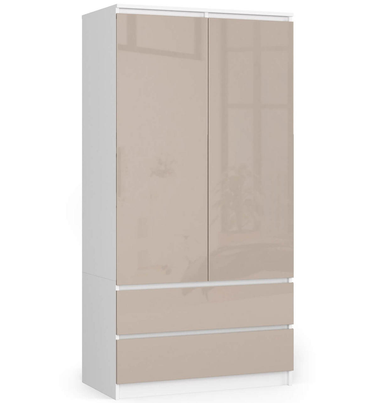 KLEIDERSCHRANK Weiß, Cappuccino Glanz 180/90/51 - Weiß, Holzwerkstoff (90/180/51cm) - RAUMHIRSCH FURNITURE