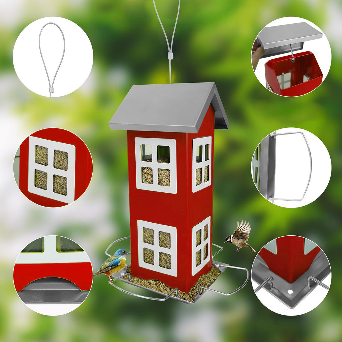 VOGELHAUS - Rot, Metall (12/26/12cm) - Relaxdays