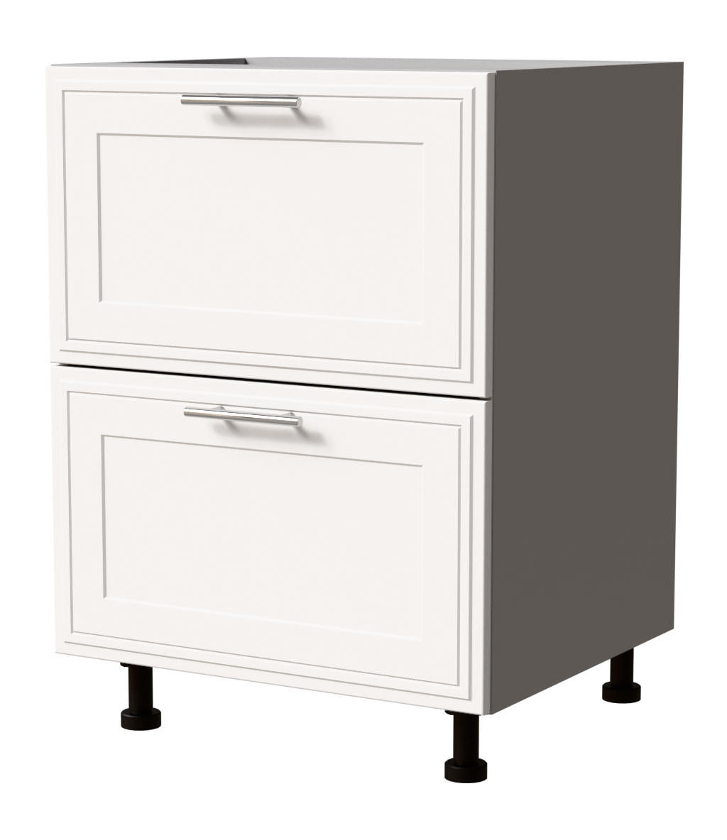 SCHUBLADENUNTERSCHRANK Salo D2/60 Grau / Weiß Matt 60 / 50 / 82cm - REJS Vollauszug - Weiß/Grau, Holz/Holzwerkstoff (60/82/50cm) - Feldmann-Wohnen